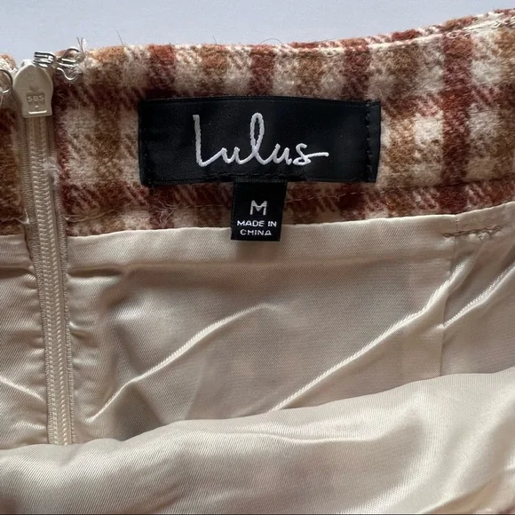 Lulu's Skirt Sycamore Plaid Mini in Brown Sz M - Picture 7 of 9